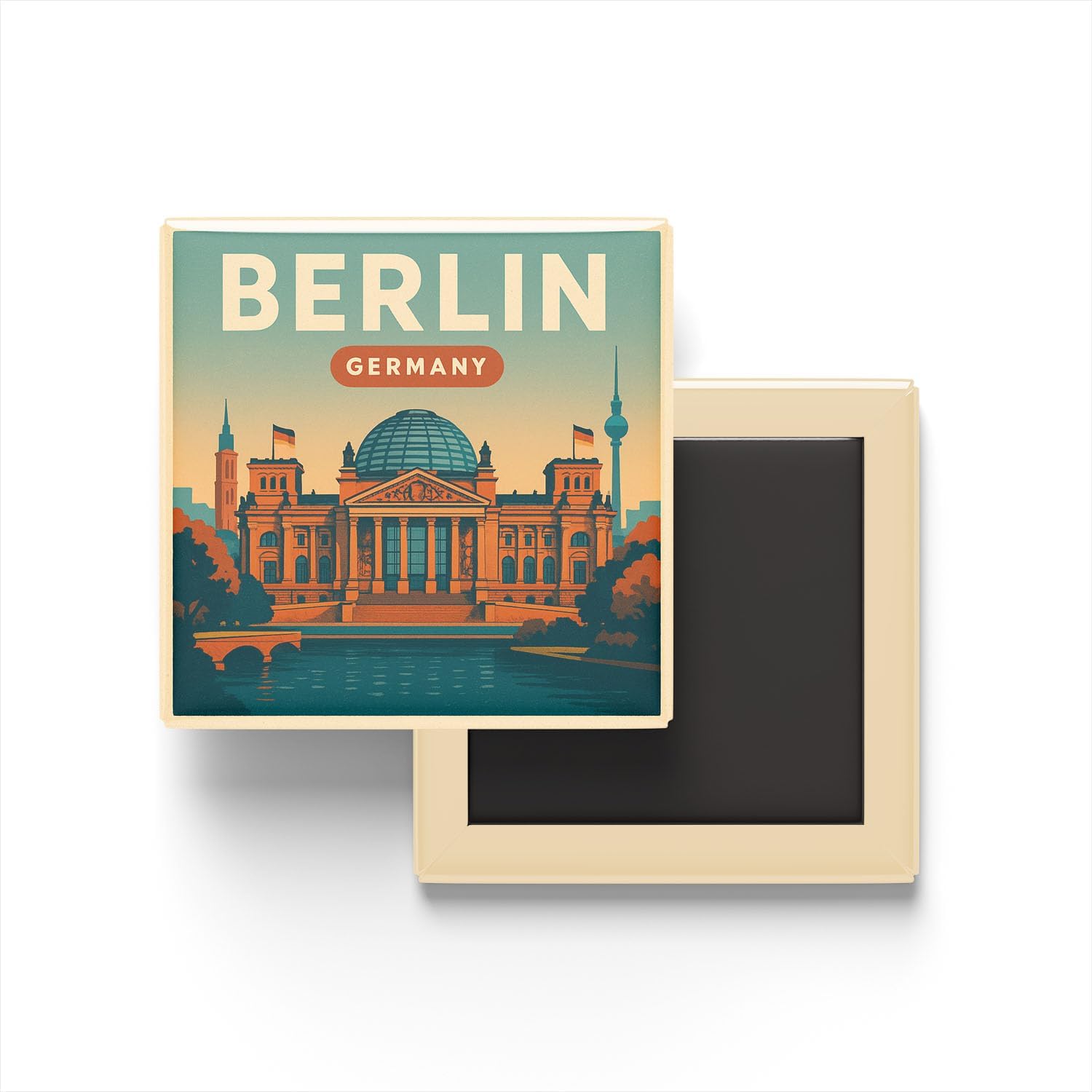 Alternative view of Berlin Almanya - Reichstag Binası - Baskılı Buzdolap Magneti Kare 9x9 cm