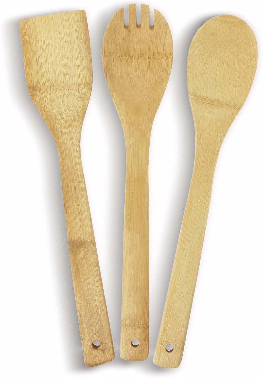 Alternative view of Pişirme kaşığı bambu 3 parça spatula ahşap çatal, mutfak yardımcısı 30 cm