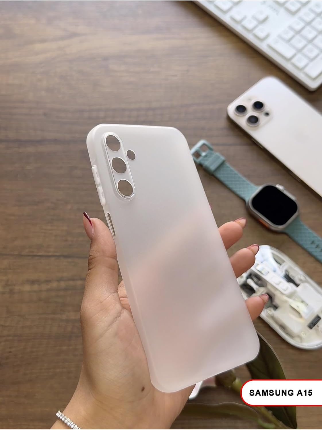 Alternative view of Süper İnce Mat Ultra Thin Silikon Kılıf Beyaz  Galaxy A15 ile uyumlu
