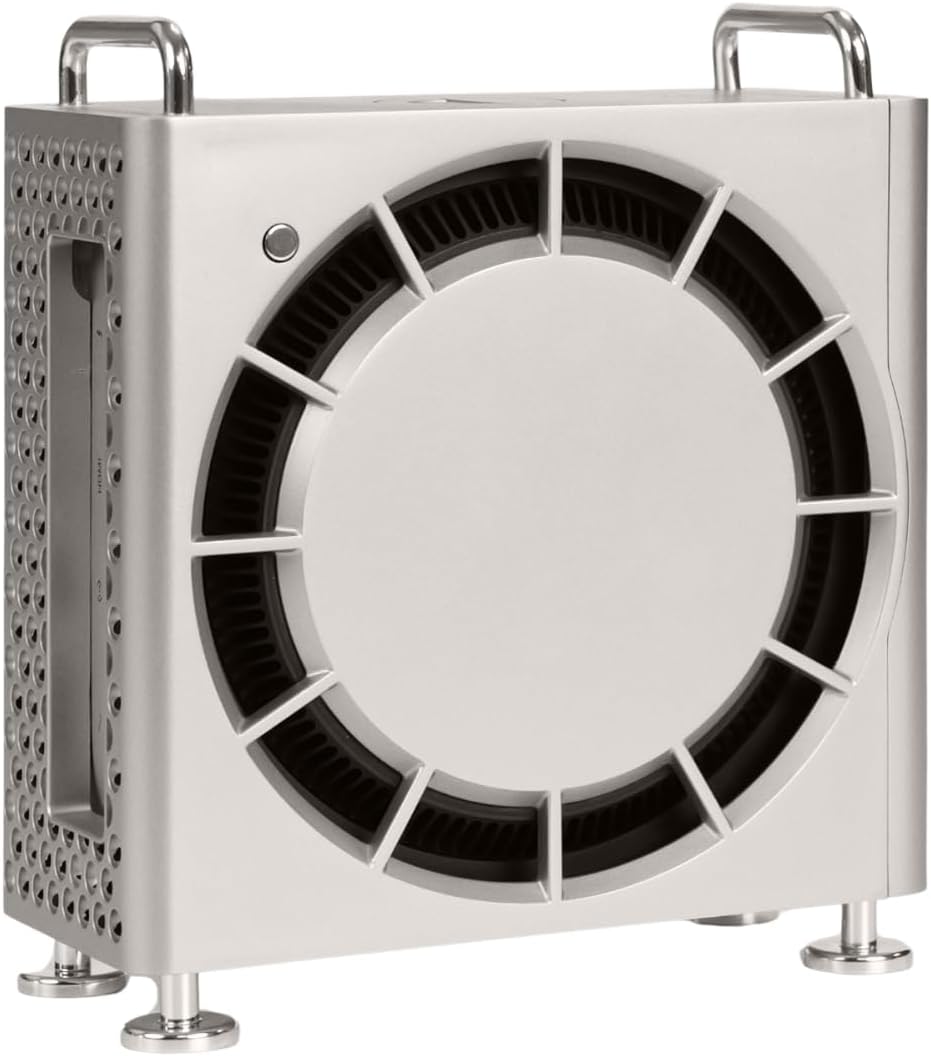 Mac mini M4 / M4 Pro Uyumlu Dikey Stant PVC TPU Koruma Kılıfı | Hafif Plastik Gövde, Havalandırmalı Tasarım, Ayaklı Stand, Çizik & Darbe Koruma Gümüş