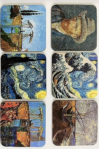 Alternative view of Temalı Ahşap Bardak Altlığı Ahşap Baskılı Altlık 6'lı set (9 x9CM) karbonNM14