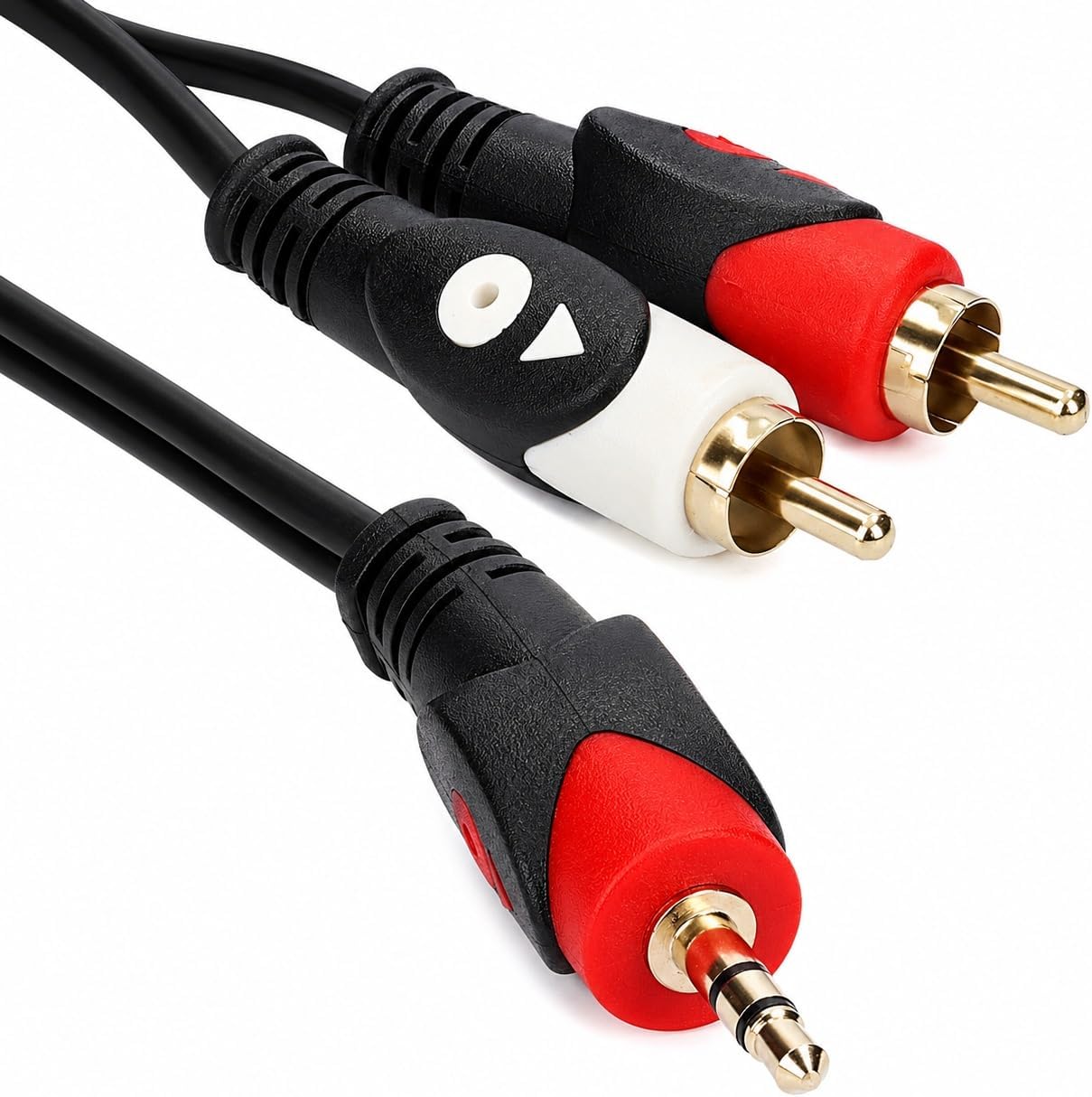 PX-AUX3R 3 Metre 3.5mm AUX to 2 RCA Ses Kablosu, Telefon Laptop PC Tablet Ses Çıkışını Amfi Hoparlör TV Ses Sistemine Bağlama Kablosu, Kırmızı Beyaz RCA Stereo Audio Kablo - Görsel 2