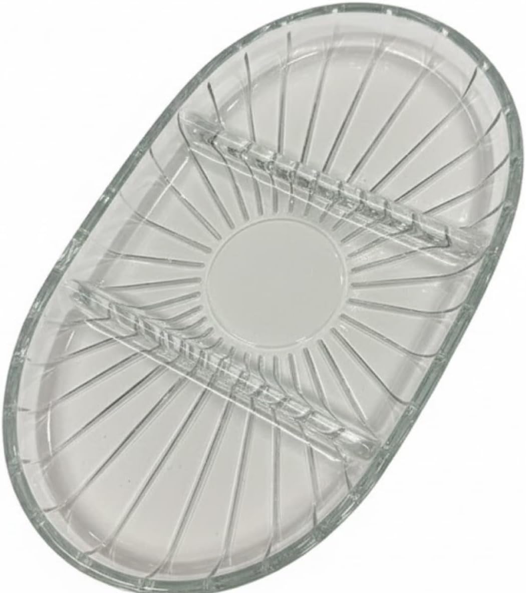 Alternative view of Şık Tasarımlı 3 Bölmeli Cam Kahvaltılık – 27x15 cm Dayanıklı Servis Tabağı, Çok Bölmeli Sunum Kabı, Çizgili Desen Modern Cam Meze ve Atıştırmalık Tabağı