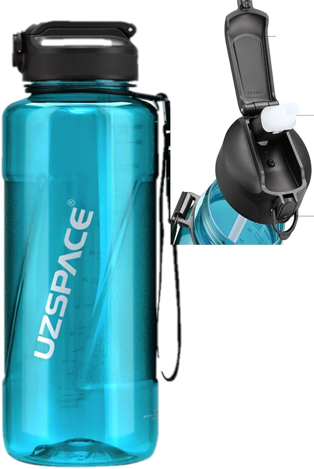 Alternative view of PİPETLİ MEGA BOY 1500ml Tritan Su Matarası Turkuaz