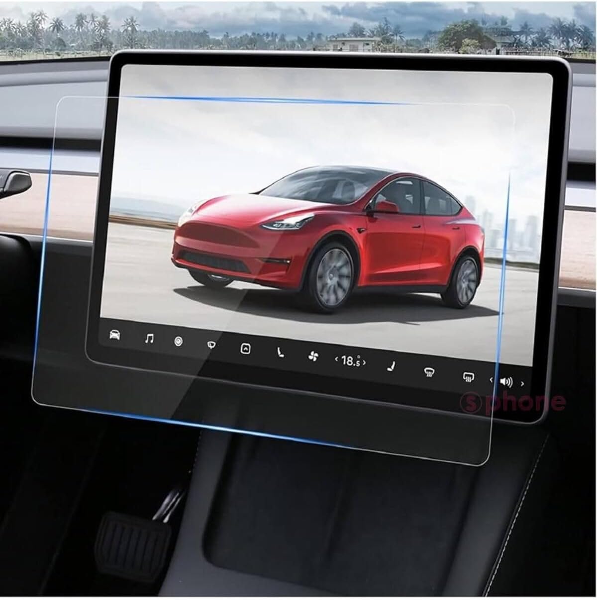 Alternative view of Tesla ile uyumlu Model Y 15 inç 2023 2024 Multimedya Auido Ekran Koruyucu Cam Film Çizilmez Araç Screen Protector