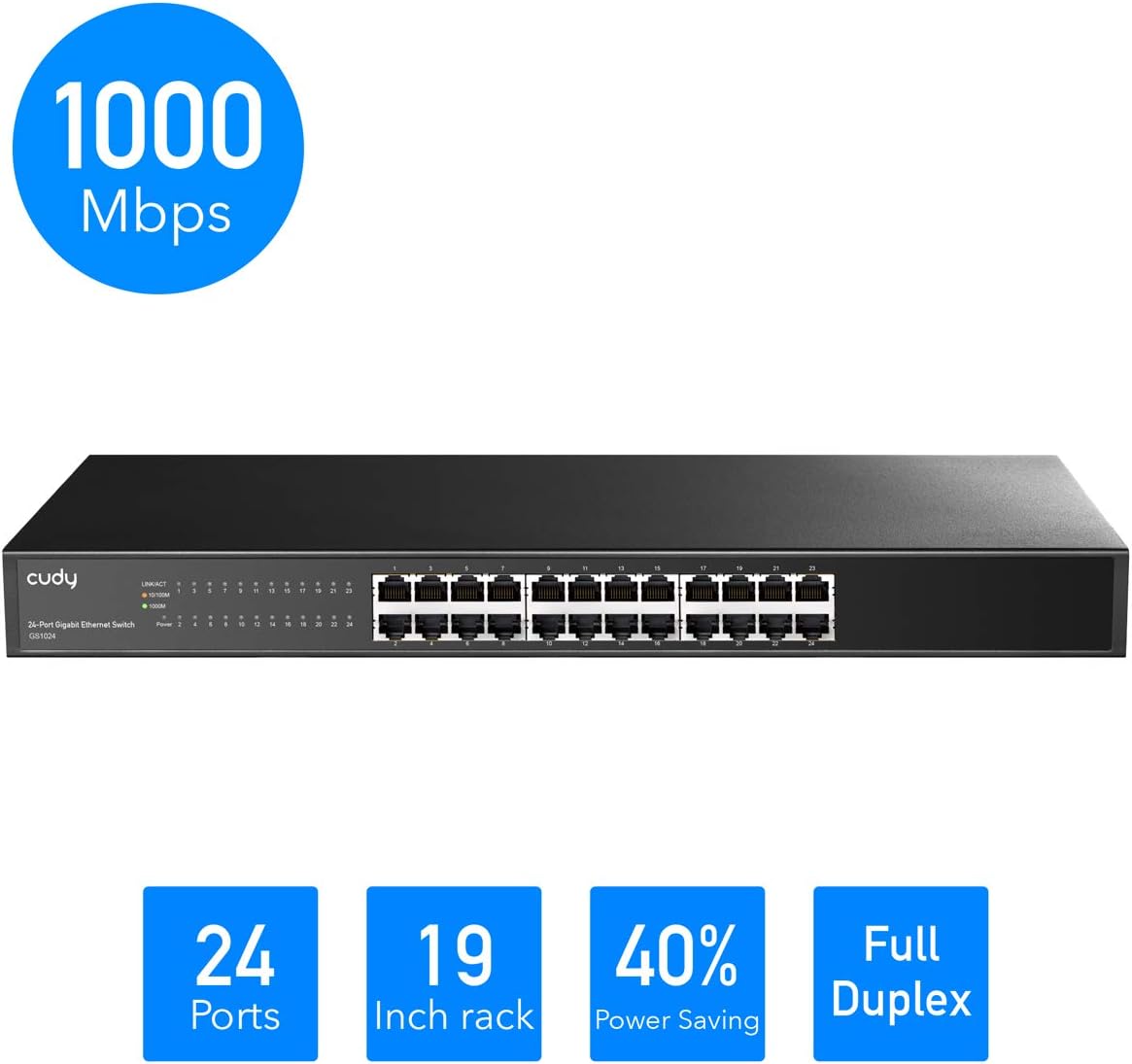 Alternative view of Cudy GS1024 16K MAC, 24 Port Gigabit Metal Switch