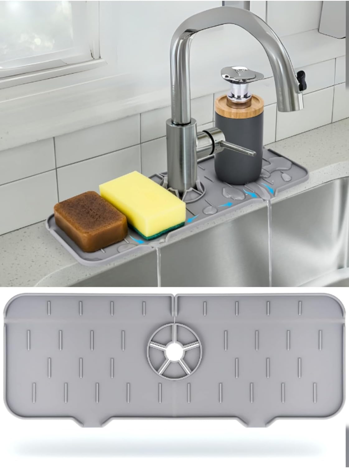 Silikon Musluk Matı – Su Geçirmez Lavabo Kenar Damlatmaz Altlık Düzenleyici Mat - Görsel 2