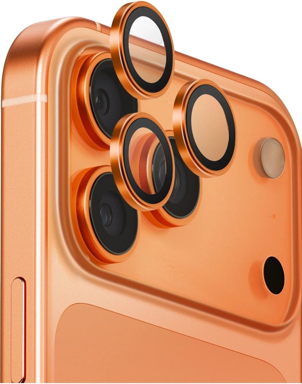 Apple Kolay Kurulum Safir Parmak İzi Bırakmayan Anti-Reflective Kamera Lens Koruyucu (Turuncu, iPhone 17 Pro Max/iPhone 17 Pro) - Görsel 2