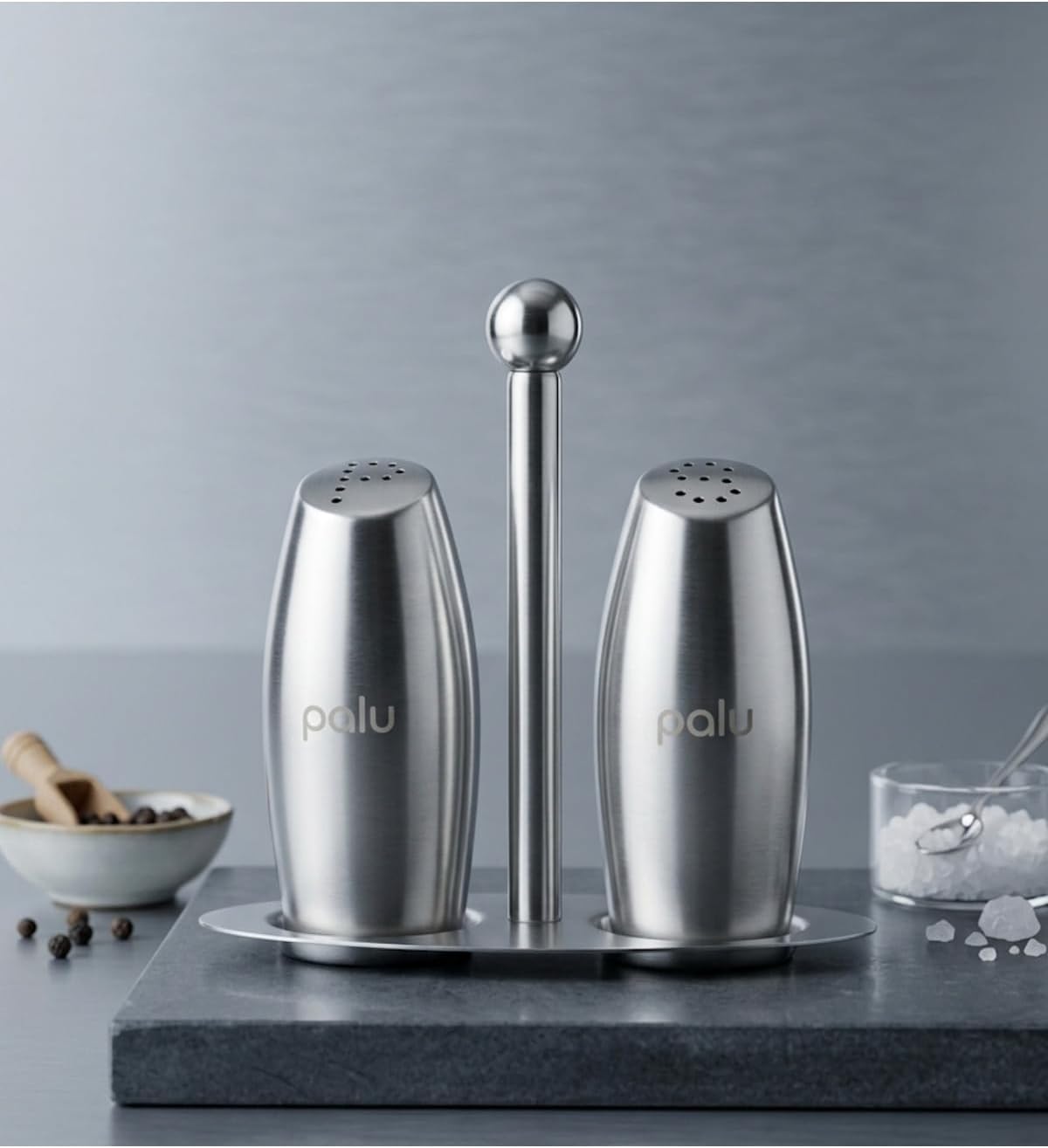 Alternative view of Standlı Tuzluk ve Biberlik Seti, Paslanmaz Çelik, Metalik Gümüş, 100 ml