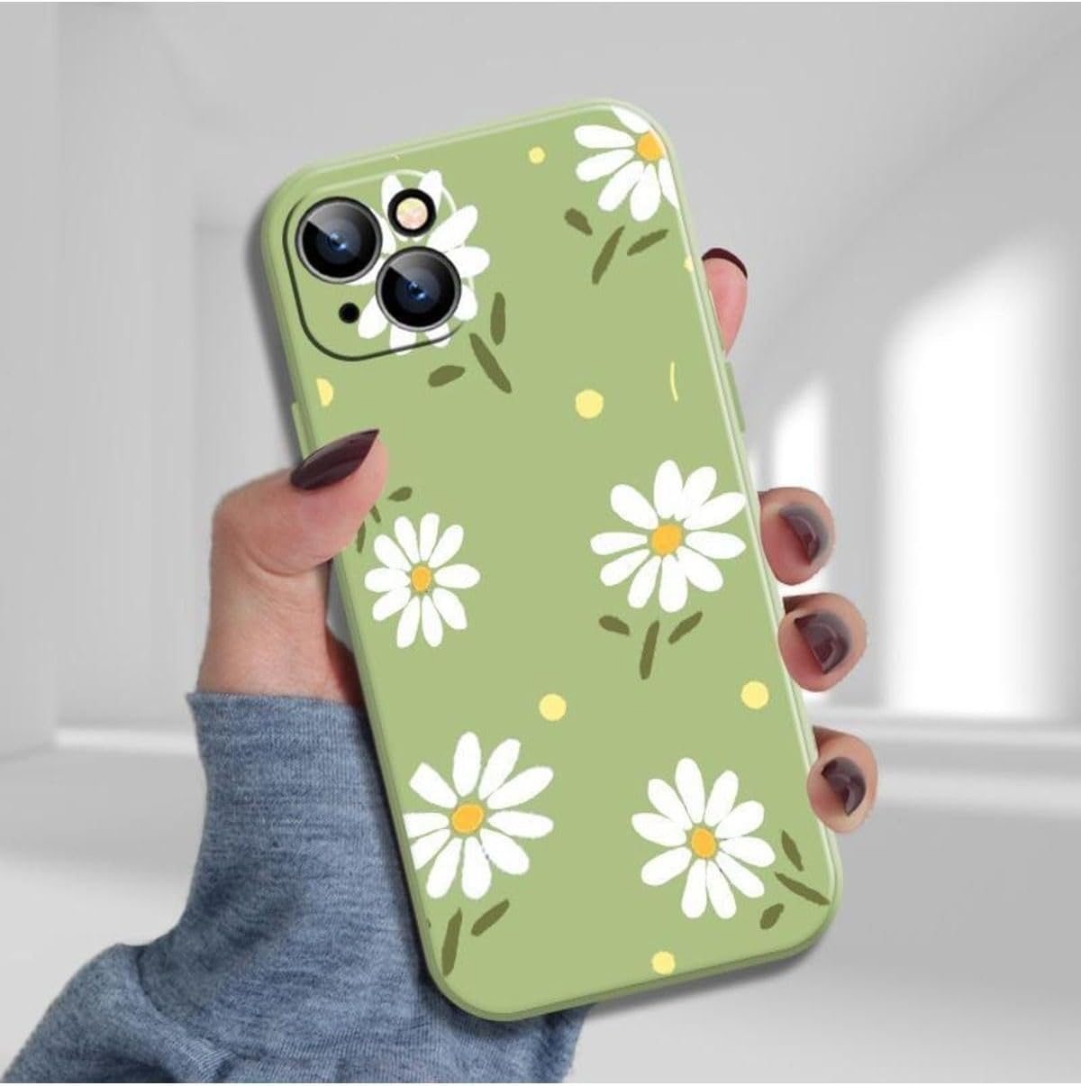 Iphone 13 Ve 14 ile Uyumlu Papatya Desenli Kılıf - Görsel 2