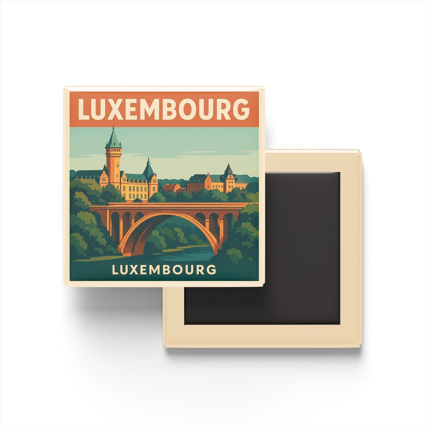 Alternative view of Lüksemburg Lüksemburg - Adolphe Köprüsü - Baskılı Buzdolap Magneti Kare 9x9 cm