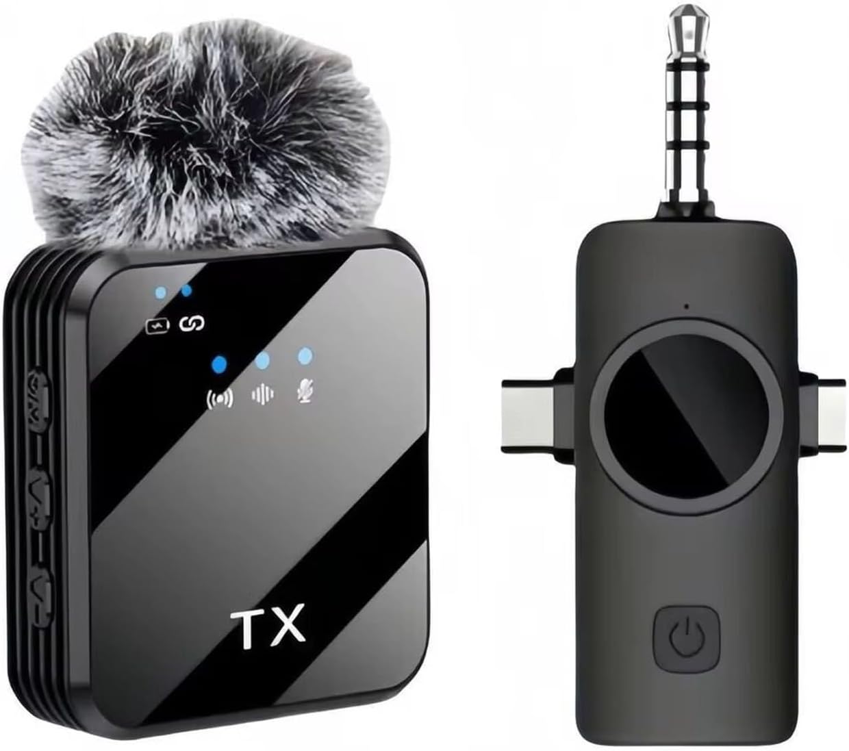 Kablosuz Yaka Mikrofonu Tekli Mikrofon iPhone 16 ile Uyumlu TYPE-C/Aux/Lightning Portlu Telefon PC Tablet Video Kayıt Röportaj Canlı Yayın Vlog Kablosuz Mikrofon 1030