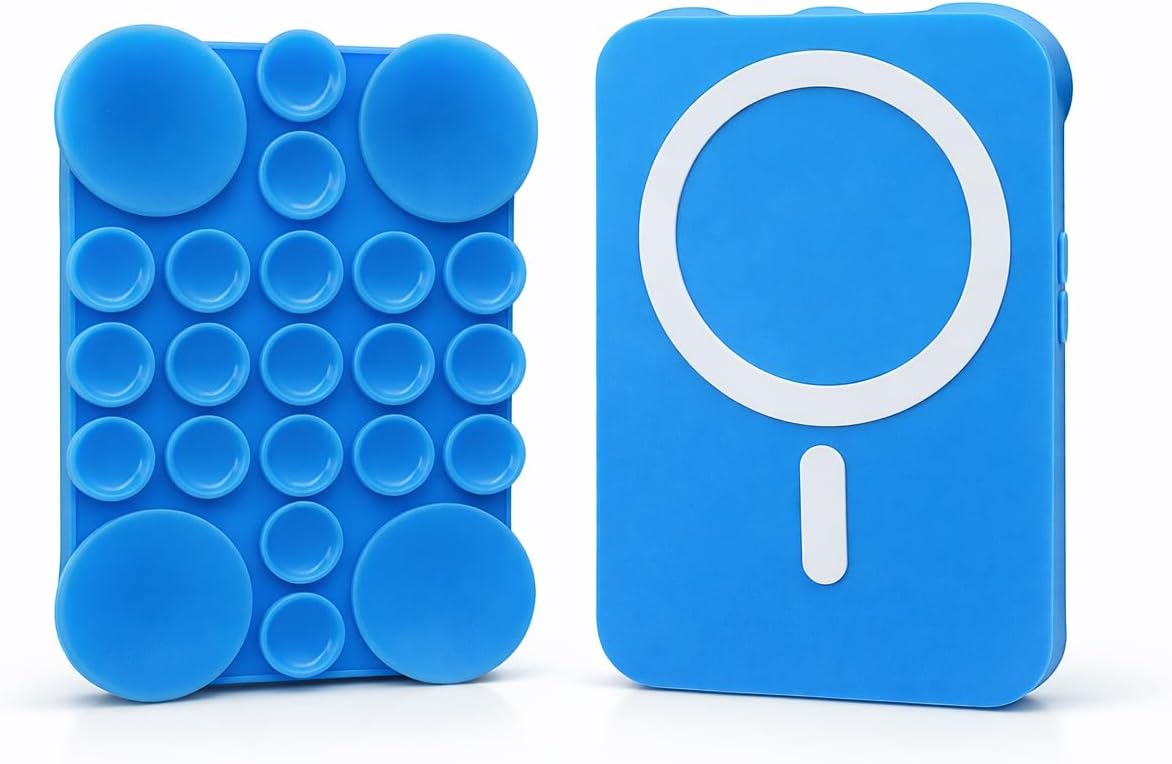 MagSafe ile Uyumlu Vantuzlu Telefon Tutucu – Silikon Octopus Suction Cup Phone Holder, Kılıf Arkasına Yapışan Manyetik Stand, Selfie Video Vlog Çekim için Eller Serbest (Mavi)