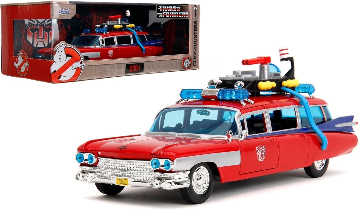 Jada Toys X Ghostbusters ECTO-1 Die-Cast Metal Model Araba, 1:24 Ölçek, Kırmızı-Beyaz - Görsel 2