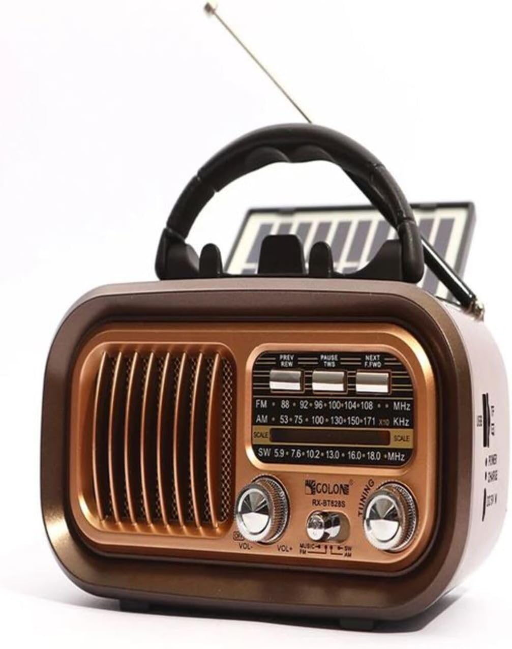 Alternative view of Nostaljik Görünümlü Solar Panelden Şarj Olabilen Telefon Standlı FM Radyo Bluetooth Hoparlör