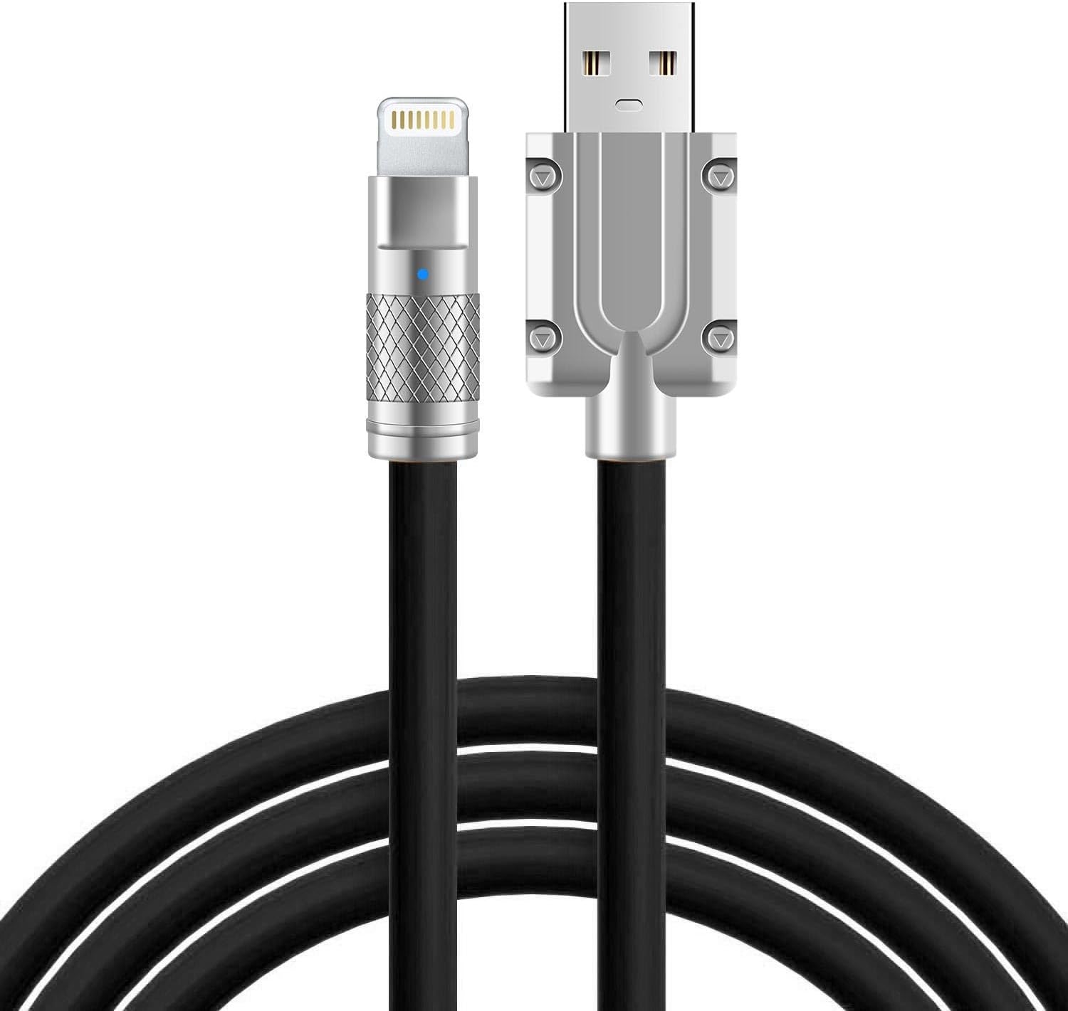 Apera BN58-1 iPhone Uyumlu 120W Watt 6A Süper Hızlı Şarj Data Kablosu 1 Metre IOS Kablo (Siyah) - Görsel 3