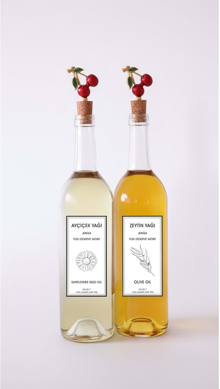 Alternative view of Kiraz Akıtmaz Tıpalı Dibi Çukur Şeffaf Cam Şişe 2'Li 750 Ml Yağdanlık Yağlık