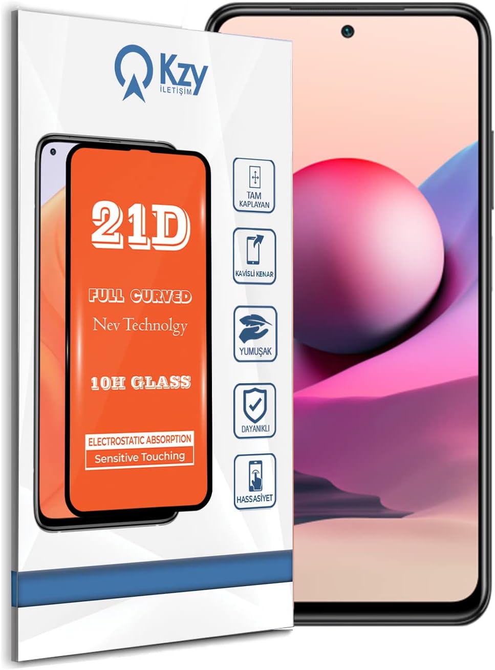 Xiaomi Redmi Note 10S ile uyumlu Tam Kaplayan 21D Temperli Ekran Koruyucu Cam - Görsel 3