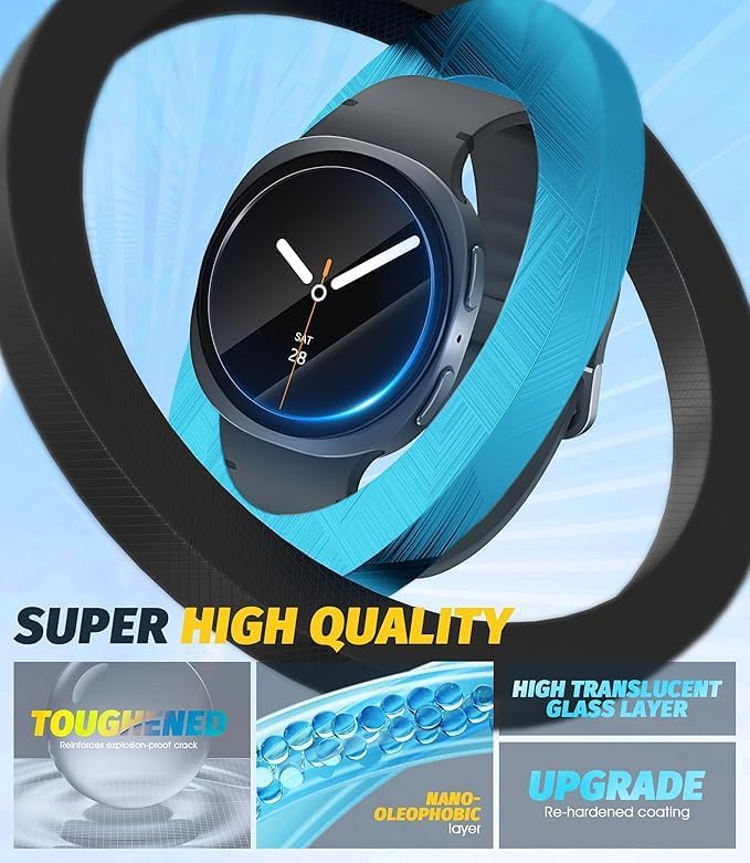 Galaxy Watch 8 44mm için Kolay Uygulama Aparatlı Ekran Koruyucu 9H Sertliğinde Çizilmeye Karşı Koruyan Dokunma Hassasiyetini ve Görüntü Kalitesini Etkilemeyen Galaxy Watch8 Cam Filmi - Görsel 2