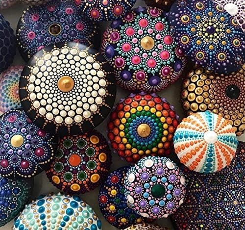 Mandalart Fabric Dot Taş Görünümlü Ahşap 8 * 8 cm