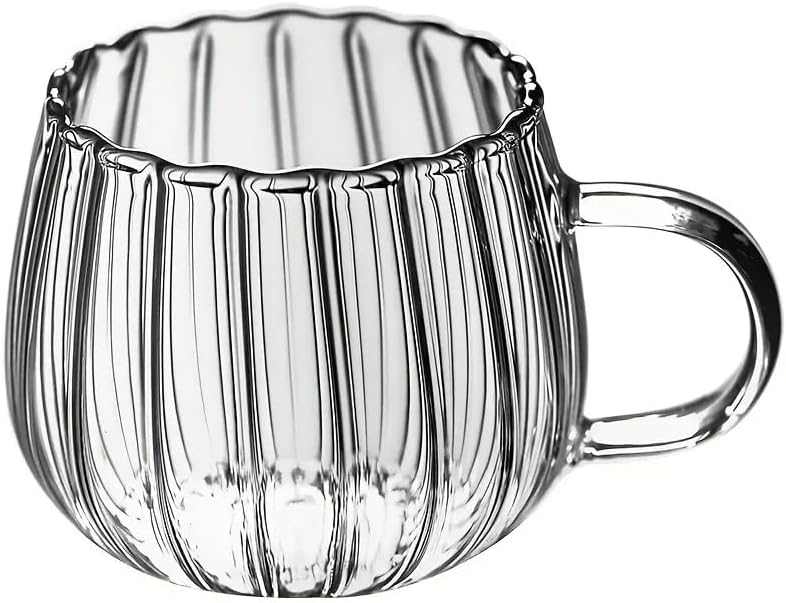 Ateşe Dayanıklı 400 ML Çizgili Borosilikat Cam Kupa Bardak MIT1099 - Görsel 2