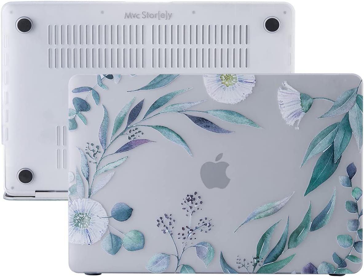 Alternative view of MacBook Air M1 Kılıfı 13 İnç A2337 A2179 A1932 Uyumlu Sert Kapak Hard Case Koruyucu Kılıf MacBook Air 13 İnç Kılıfı Çizilme ve Darbe Koruyucu UV Baskılı Yaprak Çiçek Desenli Yeşil