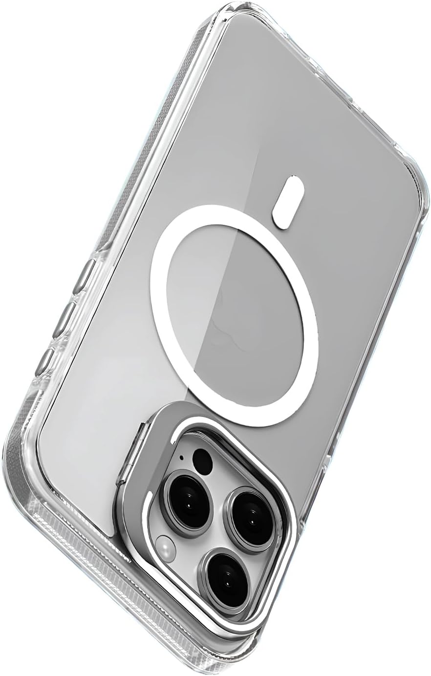 iPhone 15 Pro Max için Magsafe ile Uyumlu Luxo Serisi Yüksek Kalite Kılıf Ultra Şeffaf Görünüm Ve Standlı Ergonomik Tasarım (Beyaz, 15 Pro Max) - Görsel 3