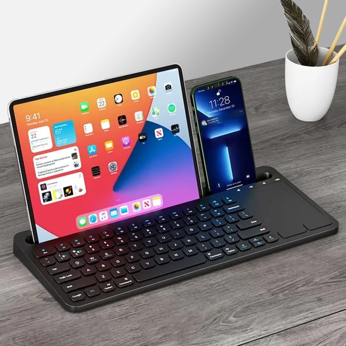 Şarjlı Bluetooth TouchPad Klavye Dual Bağlantı Galaxy Tab S9 FE Uyumlu Hızlı ve Kolay Kablosuz Bağlantı Tablet ve Telefon ile Kullan Türkçe Q Klavye ZR731