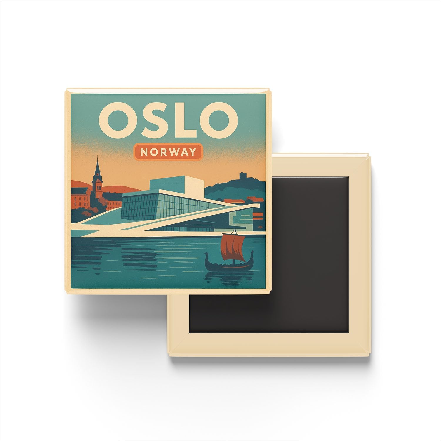 Alternative view of Oslo Norveç - Opera Binası - Baskılı Buzdolap Magneti Kare 9x9 cm
