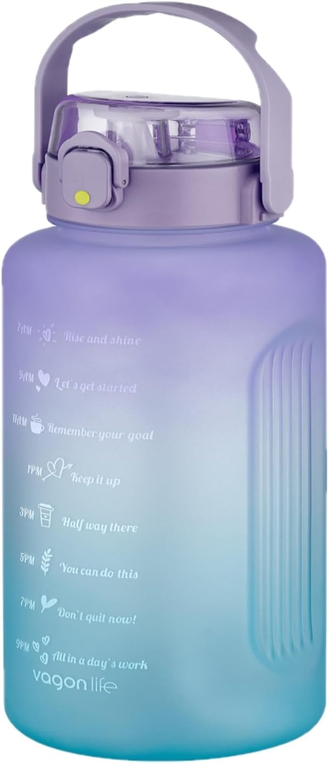MEGA Büyük Boy 2500ml 2.5Litre Pipetli/Pipetsiz Kullanım Çift Renk Motivasyon Matarası - Görsel 3