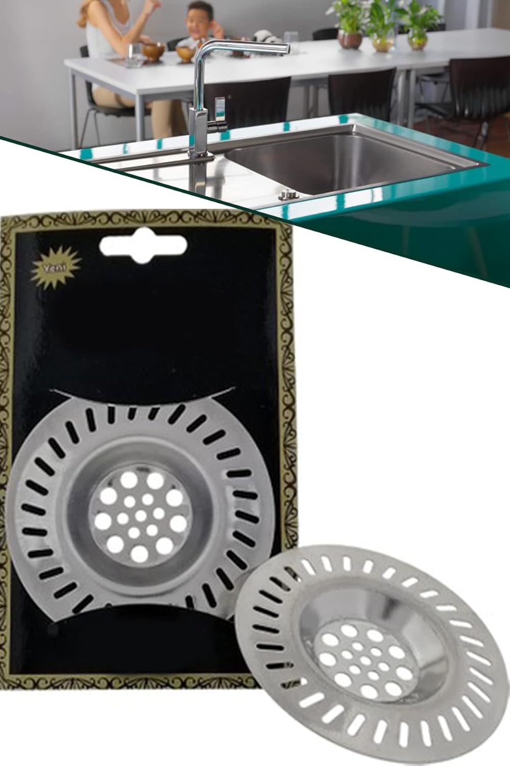 Paslanmaz Çelik Lavabo Süzgeci Tıkama Önleyici Seyyar Evye Süz 1410