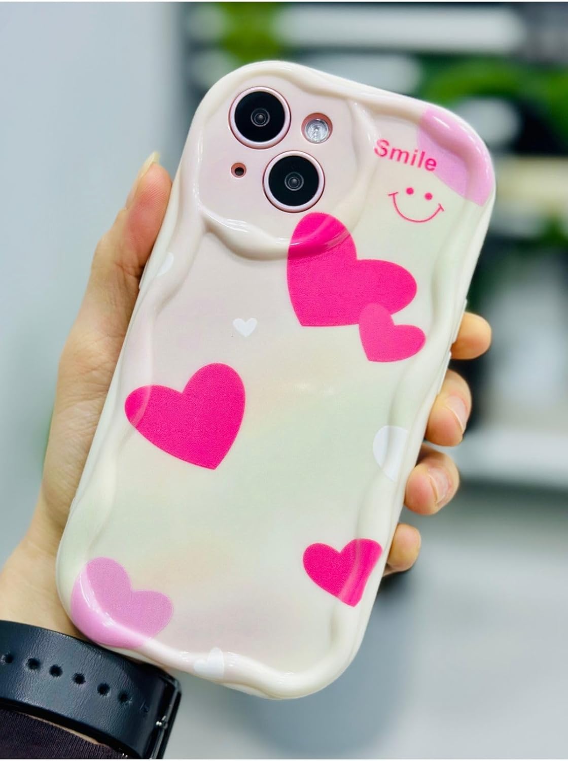 Iphone 15 ile Uyumlu SMİLE KALP Baskı Desenli Silikon Kılıf - Görsel 3
