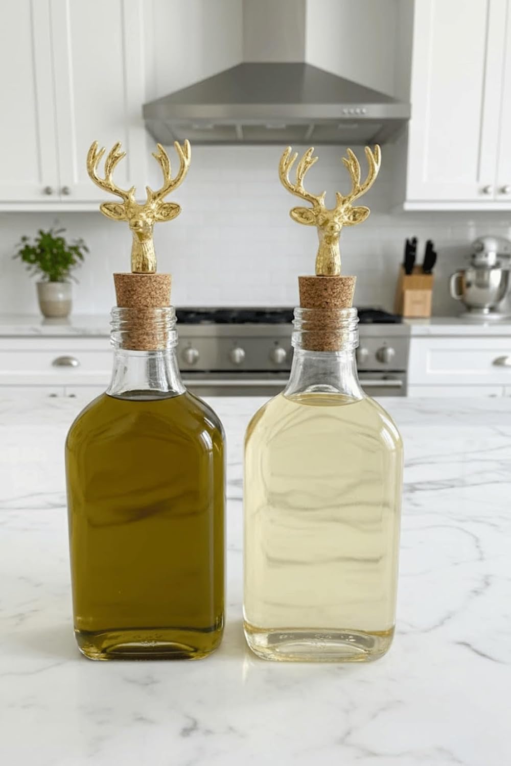 Alternative view of 2'Li Şeffaf Cam Yassı Yağdanlık - Sızdırmaz Geyik Tıpalı 200Ml. Sirkelik Sosluk