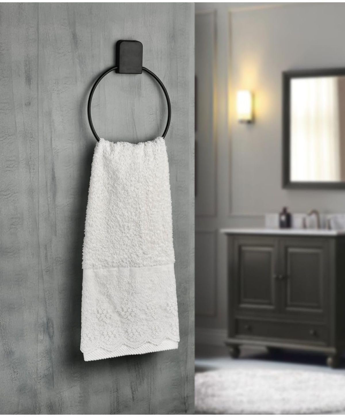 Alternative view of Paslanmaz Çelik Yapışkanlı Yuvarlak Havluluk | Delmeden Montaj | Banyo, Mutfak, Lavabo Kullanımı