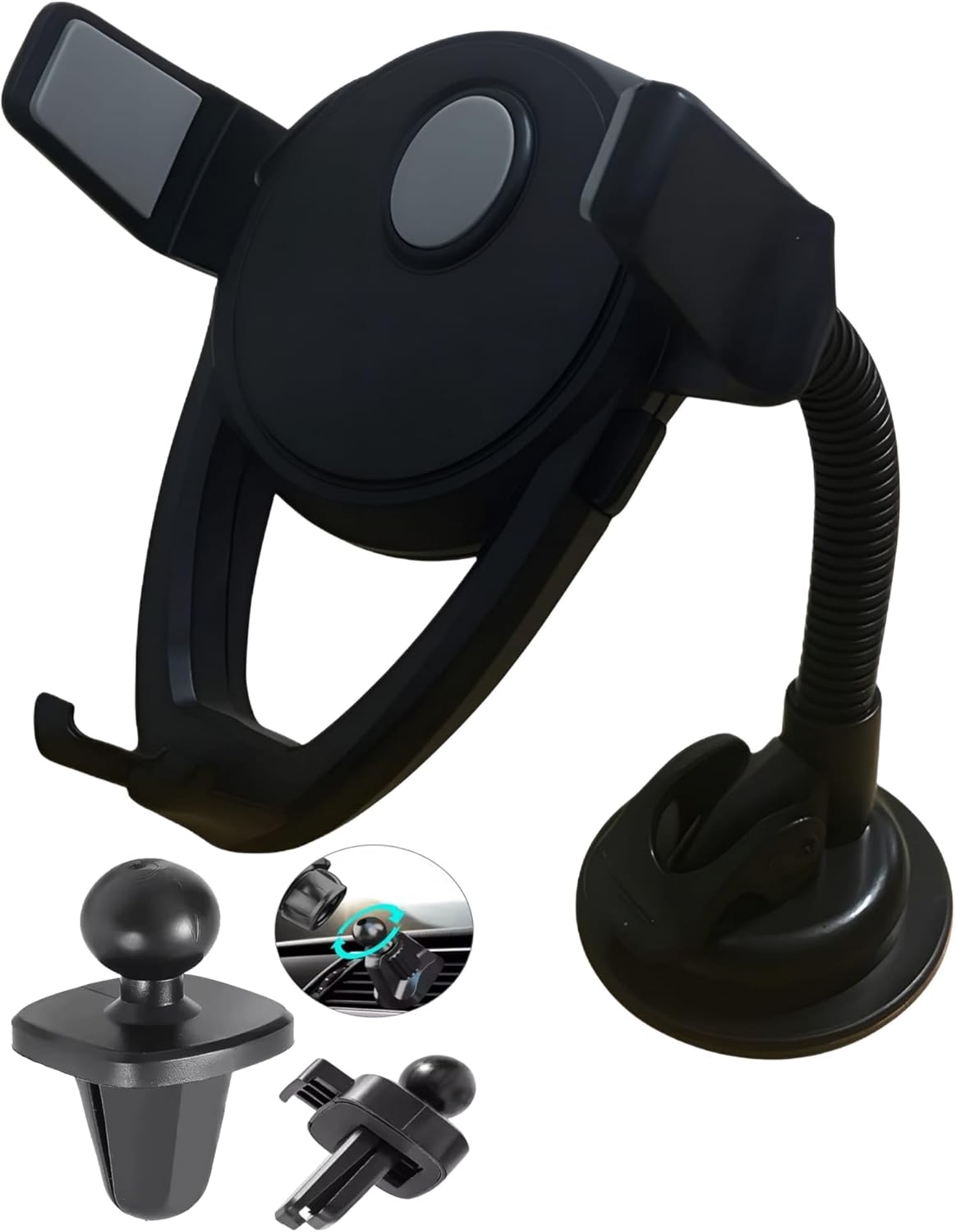 Evrensel Araç Telefon Tutucu – Vakumlu Cam & Torpido Montaj, Havalandırma Izgarası Aparatı ile 360° Döner, Güçlü Sabitleme, Tüm Akıllı Telefonlar ile Uyumlu - Görsel 3