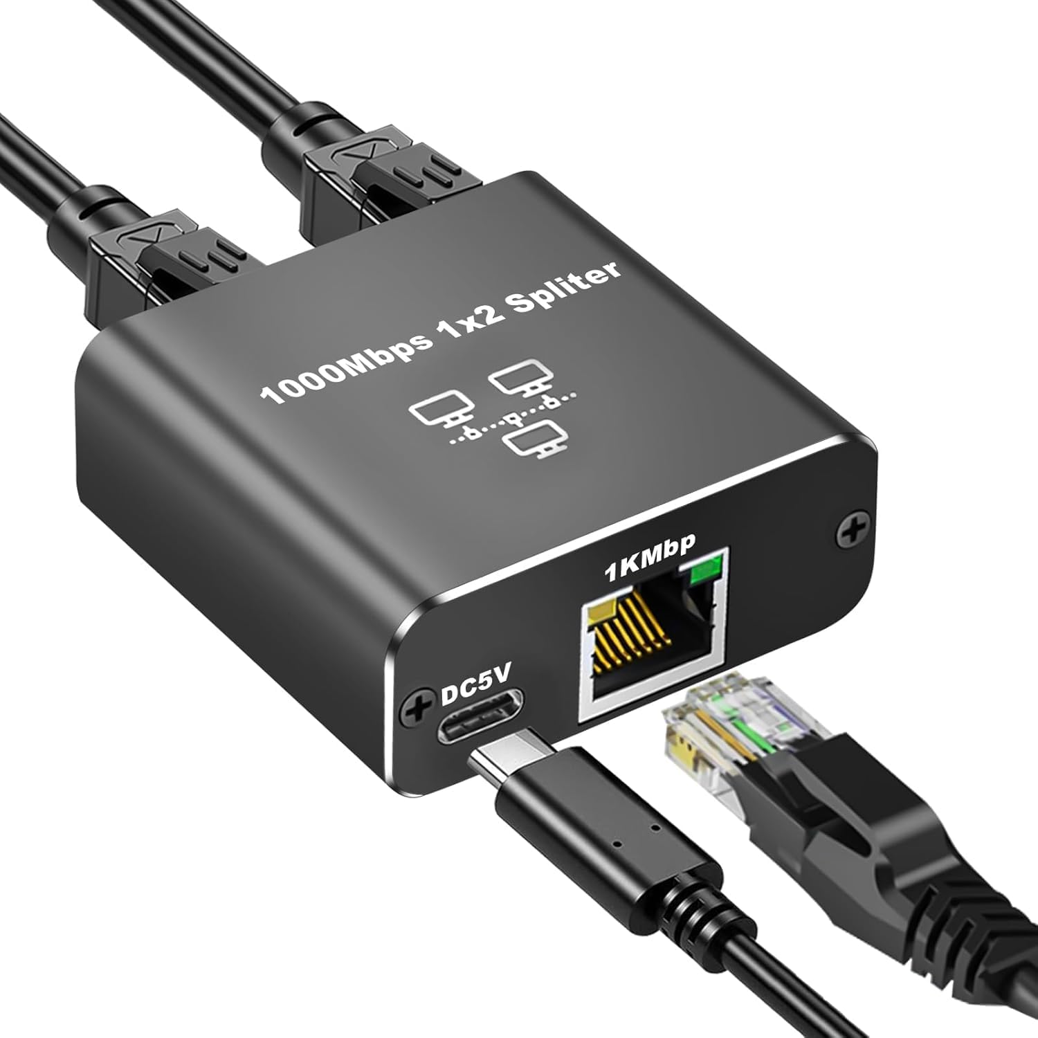 1 Gigabit Ethernet Anahtarı 2 Bağlantı Noktalı 1000Mbps, RJ45 1 ila 2 Ethernet Splitter, RJ45 LAN Ağ Anahtarı 1-2 Gigabit Ağ Bölücü, Bilgisayar, HUB, Anahtar, Yönlendirici ZR861 - Görsel 3
