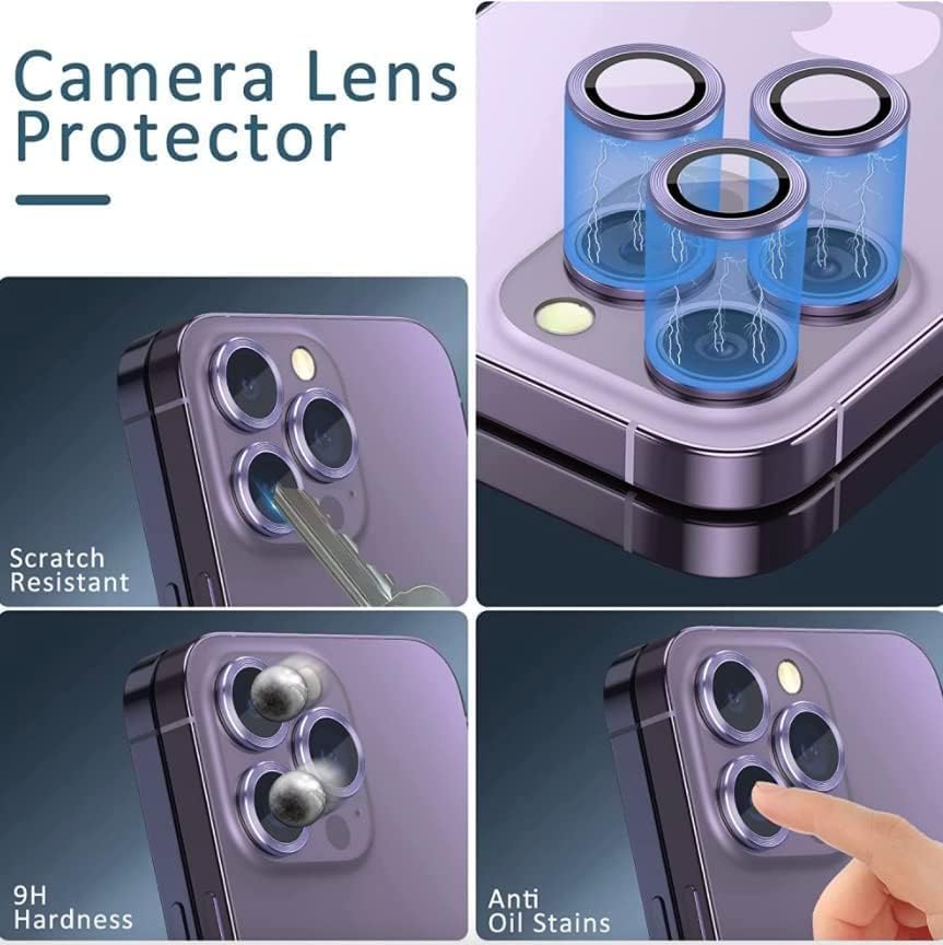 Alternative view of Safir lens Safir mercek koruması iphone 14 PRO ve 14 PROMAX ile Uyumlu Gerçek Safir cam Kamera Lens Koruyucu Çelik Halka Hd 9d Kırılmaz Cam Renk : derin mor