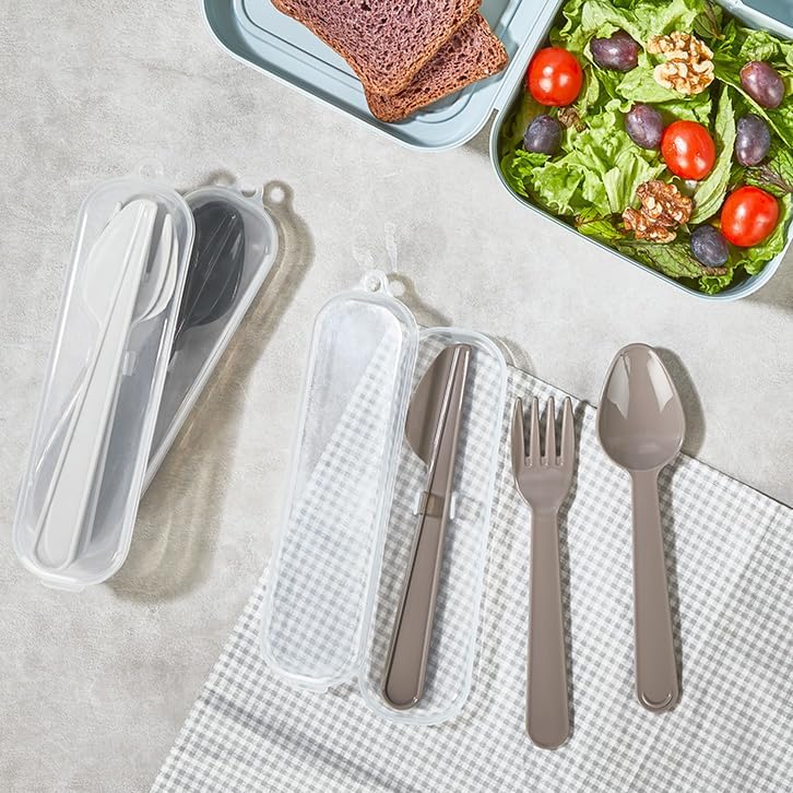 Alternative view of Plastik Çatal Kaşık Bıçak Seti Taşıma Kutulu Kamp Piknik Okul (Bej)