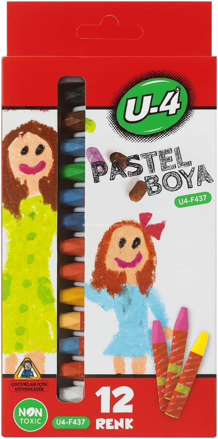 Pastel Boya Seti, 12 Renkli, Okul ve Sanat Kullanımına Uygun, Çocuklar İçin, Pastel Boya Kalemi, Kolay Uygulanabilir, Canlı Renkli, Yüksek Kalite, 12'li - Görsel 3