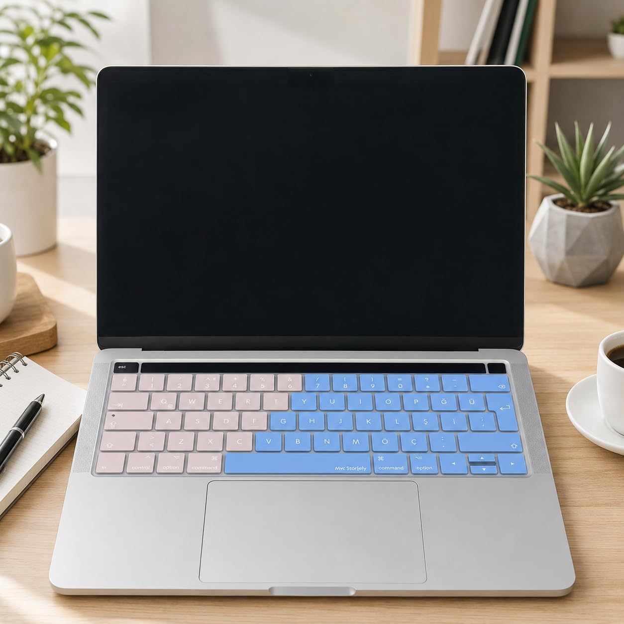 Türkçe Q Keyboard Cover MacBook Pro Touch Bar 13 15 Uyumlu A1706 A1989 A2159 A1707 A1990 | UK ISO Ters L Enter Silikon Klavye Koruyucu Pembe Mavi