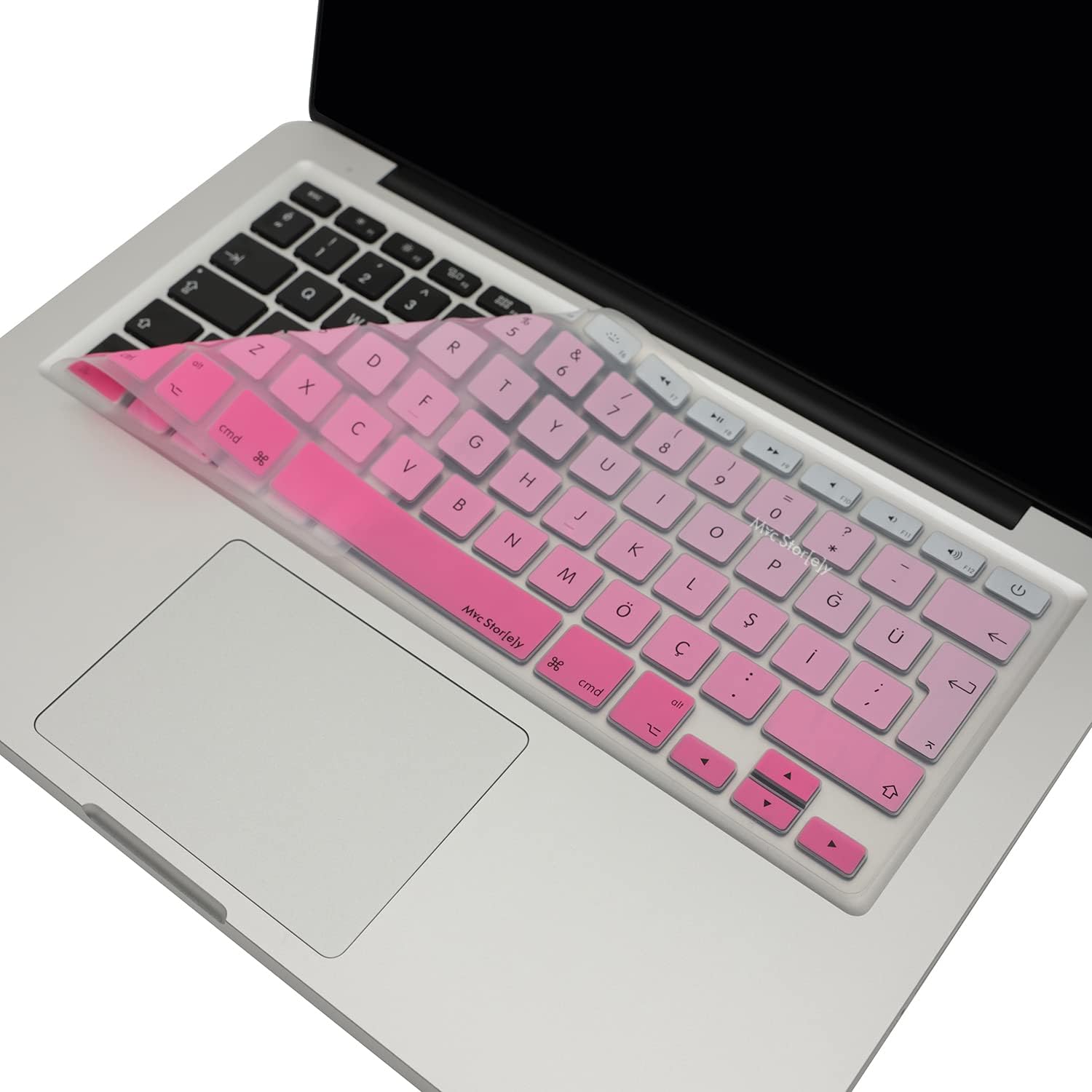 MacBook Silikon Klavye Kaplama Koruyucu Kılıf Macbook Air Pro Eski USB li Model 2008/2017 Uyumlu Türkçe Q Renkli Baskı Silikon Pembe - Görsel 3