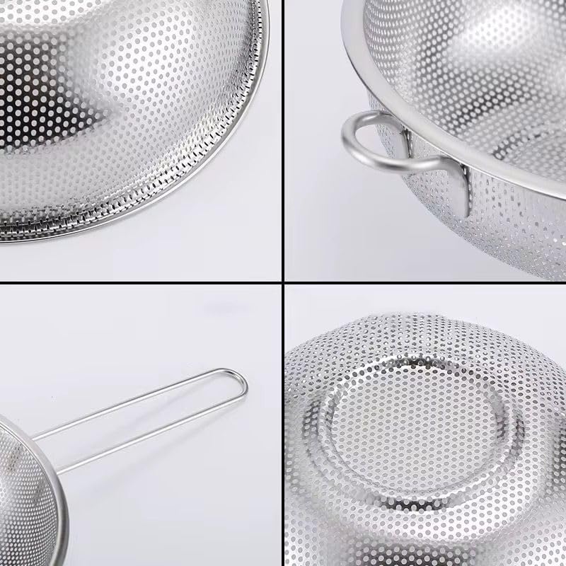 Alternative view of Uzun Saplı Paslanmaz Metal Süzgeç – Makarna, Sebze ve Meyve Yıkama Süzek, Derin Gövdeli, Dayanıklı Tel Süzgeç, Mutfak Süzgeci (19 Cm)