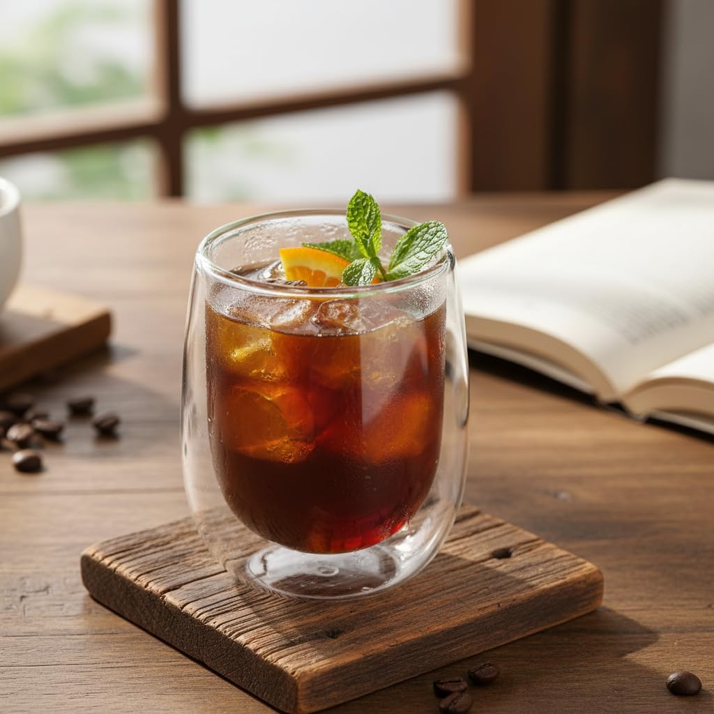 Çift Cidarlı (Double Wall) Cam Bardak - 250 ml Isıya Dayanıklı Cappuccino, Çay ve Kahve Bardağı - El Yakmayan Modern Tasarım - Görsel 2