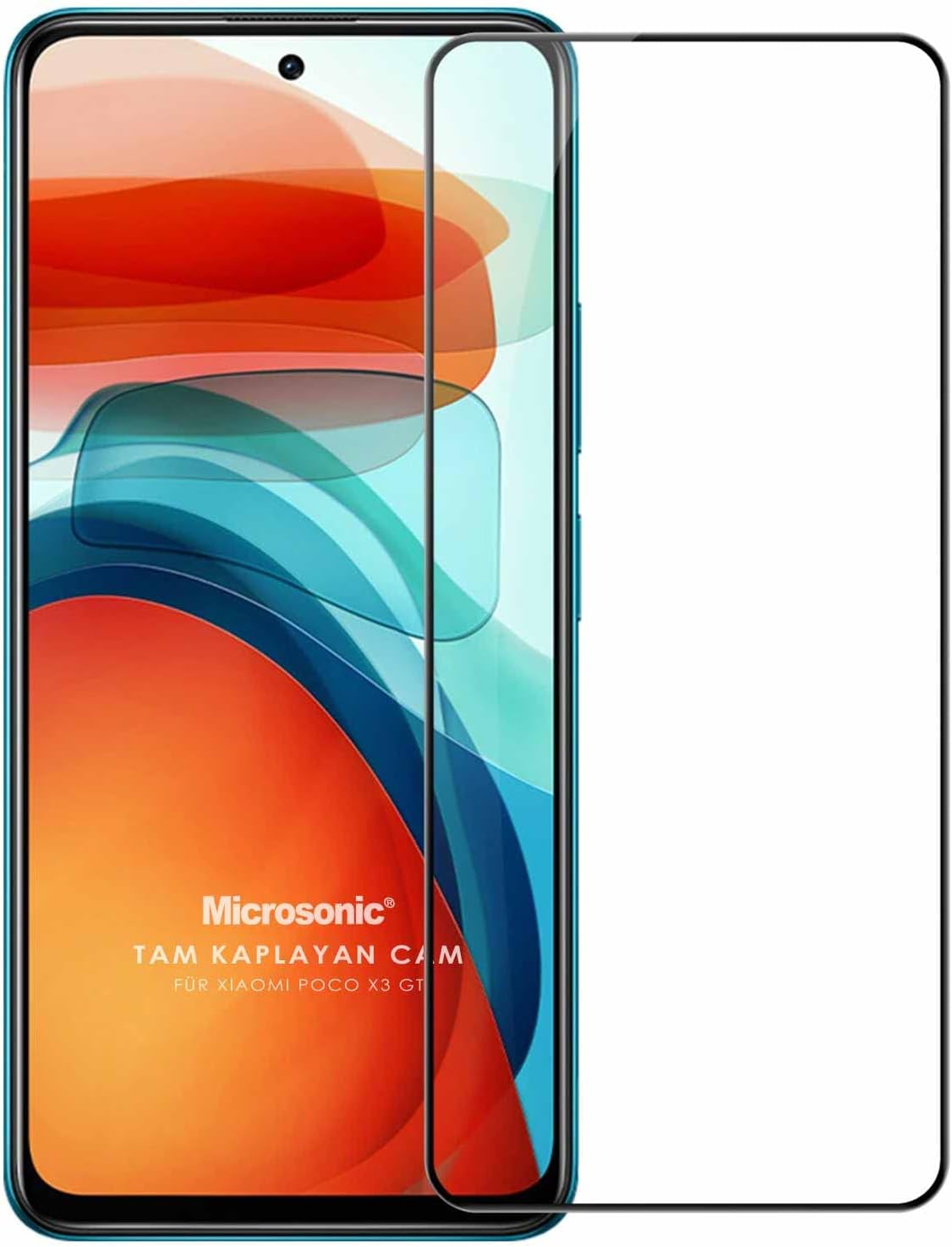 Alternative view of Xiaomi Poco X3 GT Tam Kaplayan Temperli Cam Ekran Koruyucu Siyah [Poco X3 GT ile Uyumlu Ekran Koruyucu]