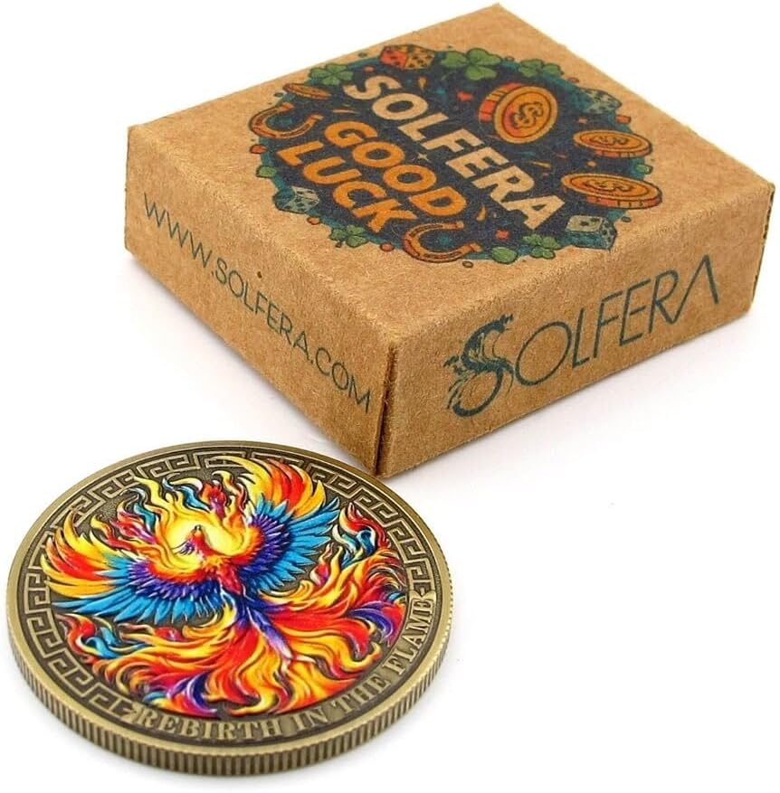 Zümrüdü Anka Kuşu Yeniden Doğuş Phoenix Manifest Metal Para Coin Cp073 - Görsel 3