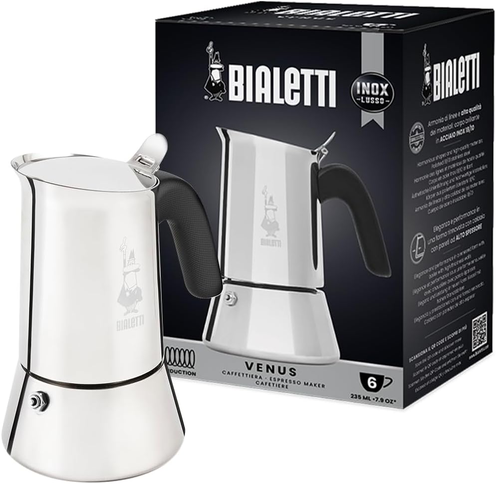 Alternative view of - Venus: 6 Cups Ocak Üstü Espresso Pişirici - 235ml - Gümüş Renk - Paslanmaz Çelik Gövde - Patentli Güvenlik Valfi - Tüm Ocak Türleri İçin Uygundur (İndüksiyon Dahil)