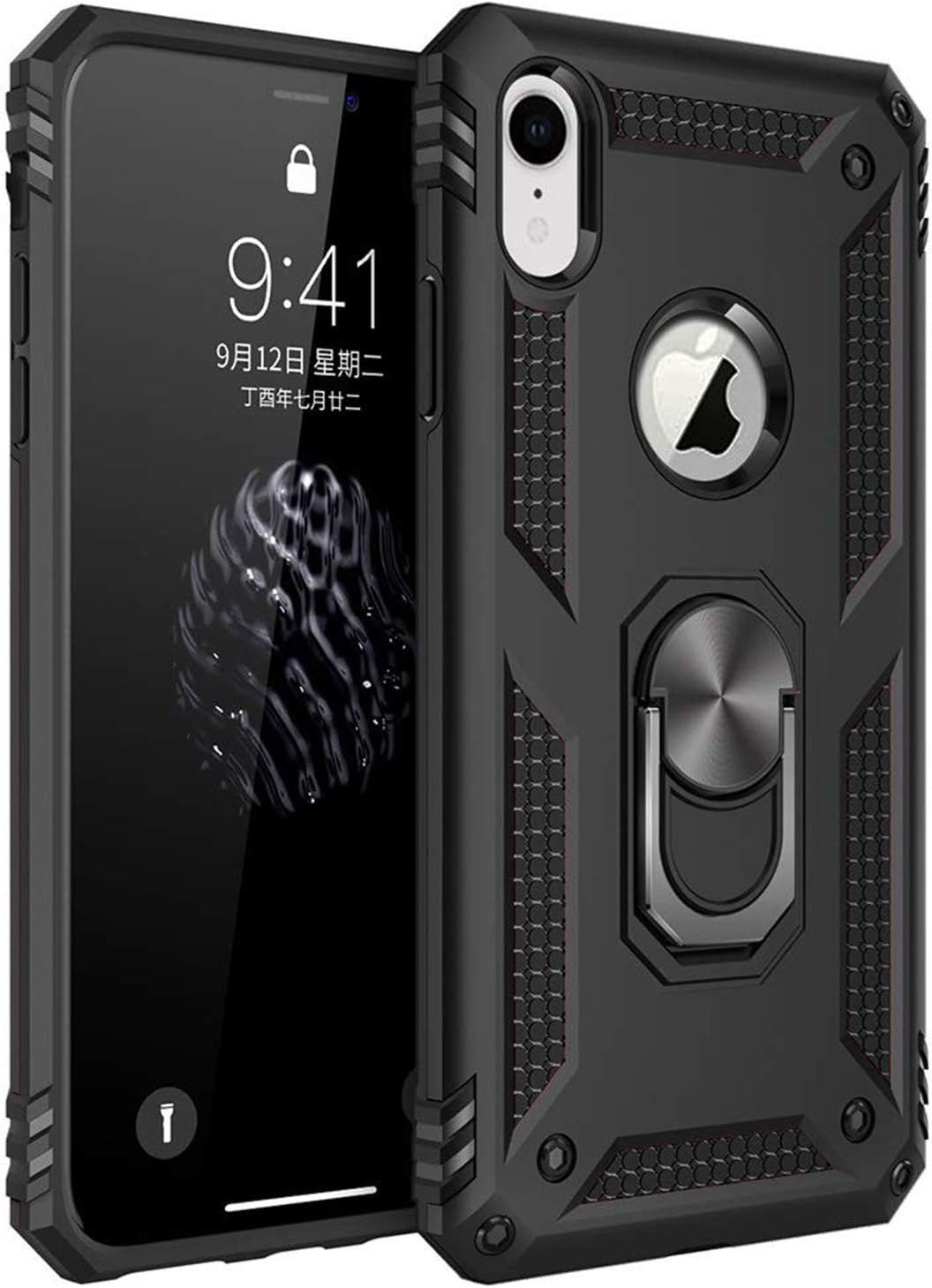 Alternative view of Apple iPhone XR için Kılıf Military Ring Holder Siyah [iPhone XR ile Uyumlu Kılıf - Siyah]