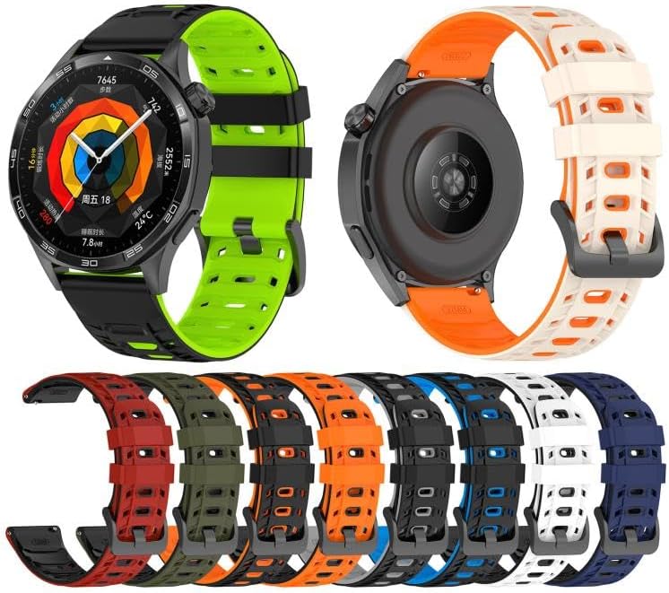 Alternative view of ile Uyumlu Mecha Style 22mm Kordon GT6/GT6 Pro/GT5/GT5 Pro/GT4/GT3/GT3 Pro/GT2/GT2 Pro 46mm için Nefes Alabilen GT6 Pro Kordonu Yumuşak Doku Çift Renk GT6 Kordon
