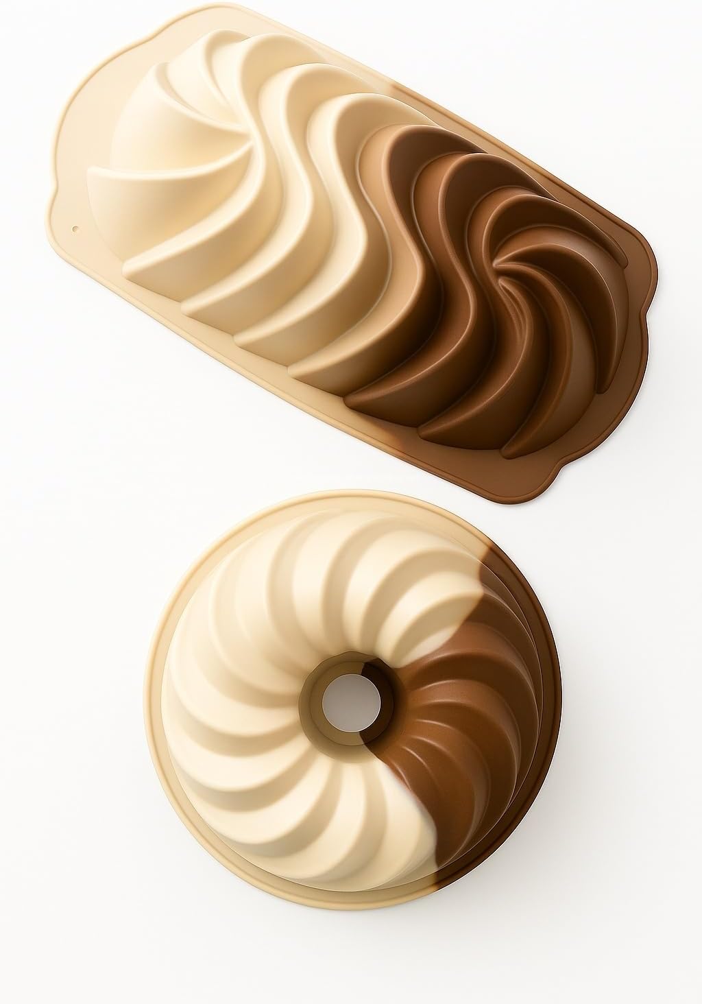 İkili Silikon Kek Kalıbı Spiral ve Yuvarlak Model Yapışmaz Isıya Dayanıklı Yumuşak Silikon Pasta ve Kek Kalıbı Seti Kolay Temizlenen Dayanıklı Fırın Kalıbı Muffin Tatlı Pişirme Kalıbı - Görsel 3