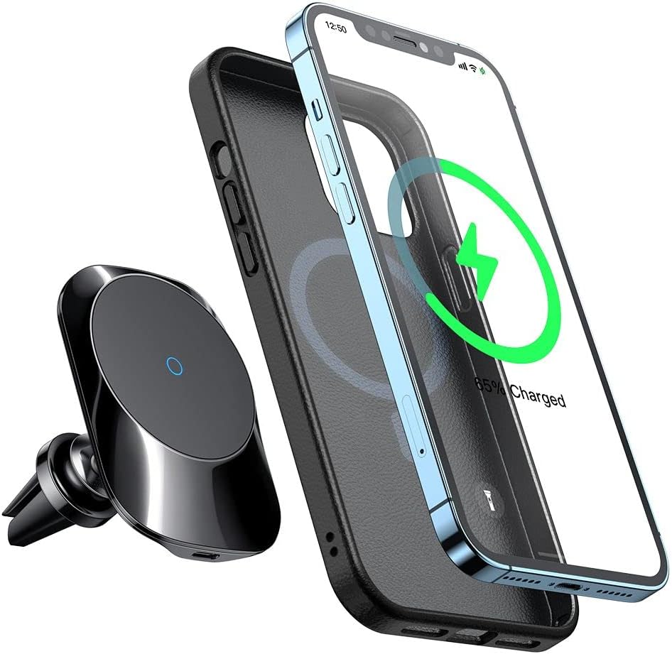 Ch-7071 iPhone uyumlu 12 Ve 13 Serisi 15W Hızlı Kablosuz Şarjlı Araç Telefon Tutucu Siyah - Görsel 3
